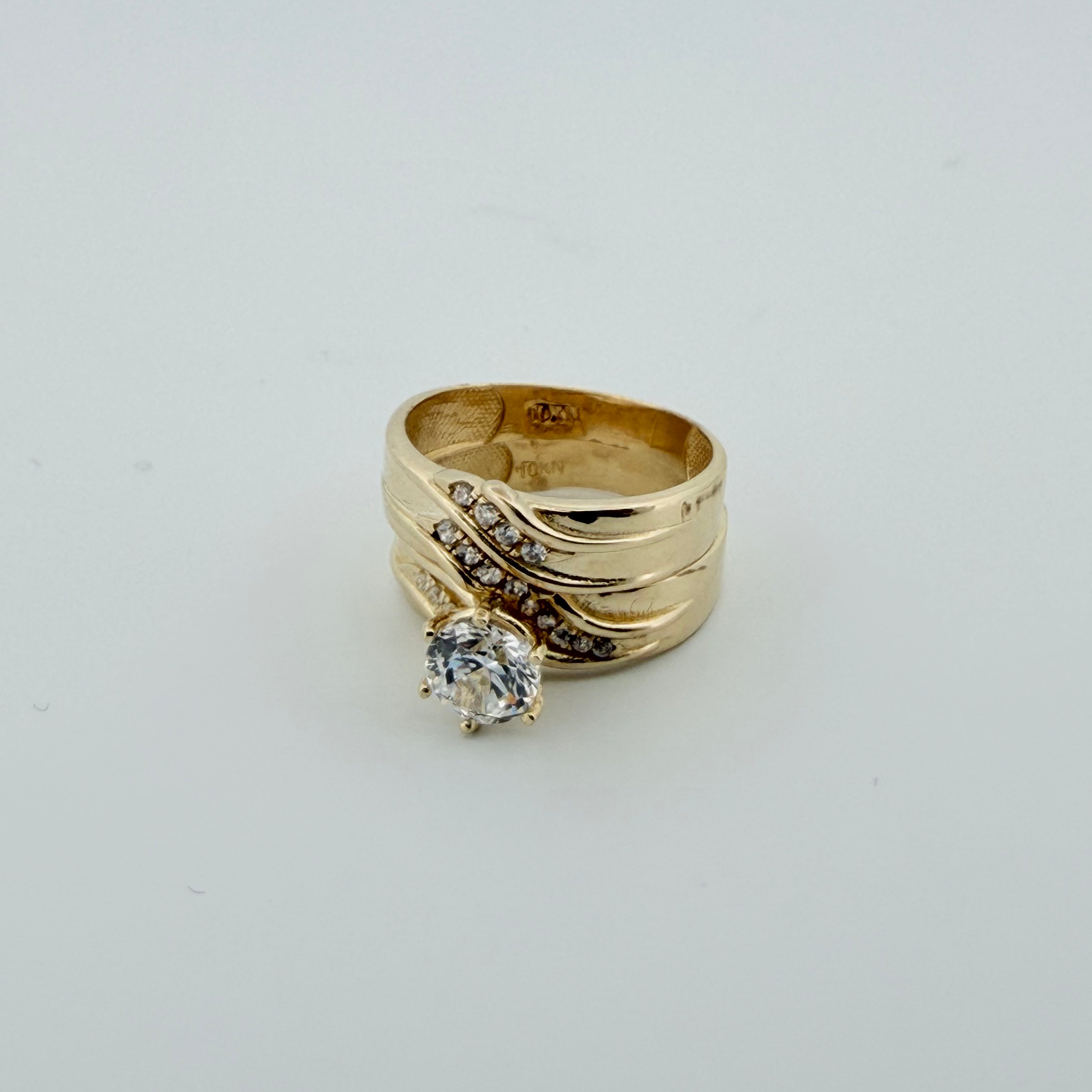 Two Lines Engagement Ring Duo